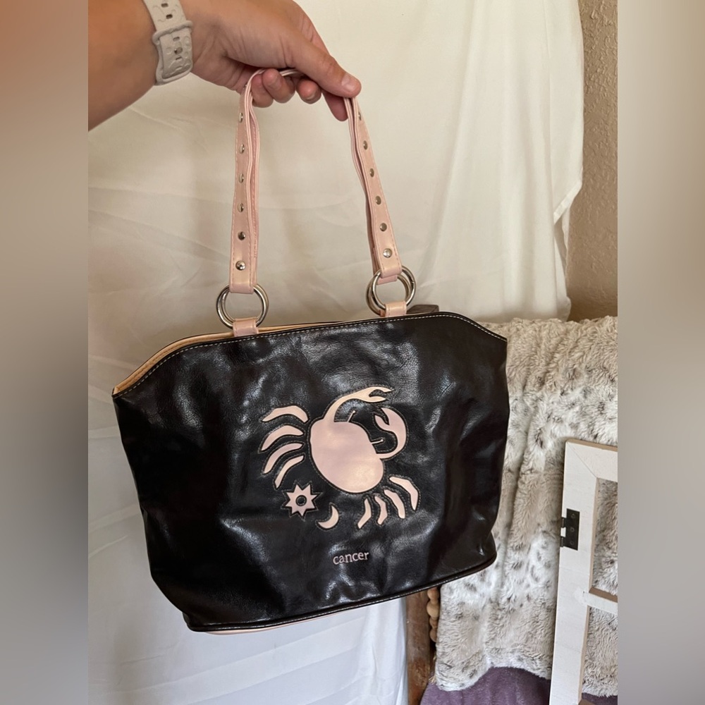 NWOT Brown/Pink Leather Cancer Shoulder Bag